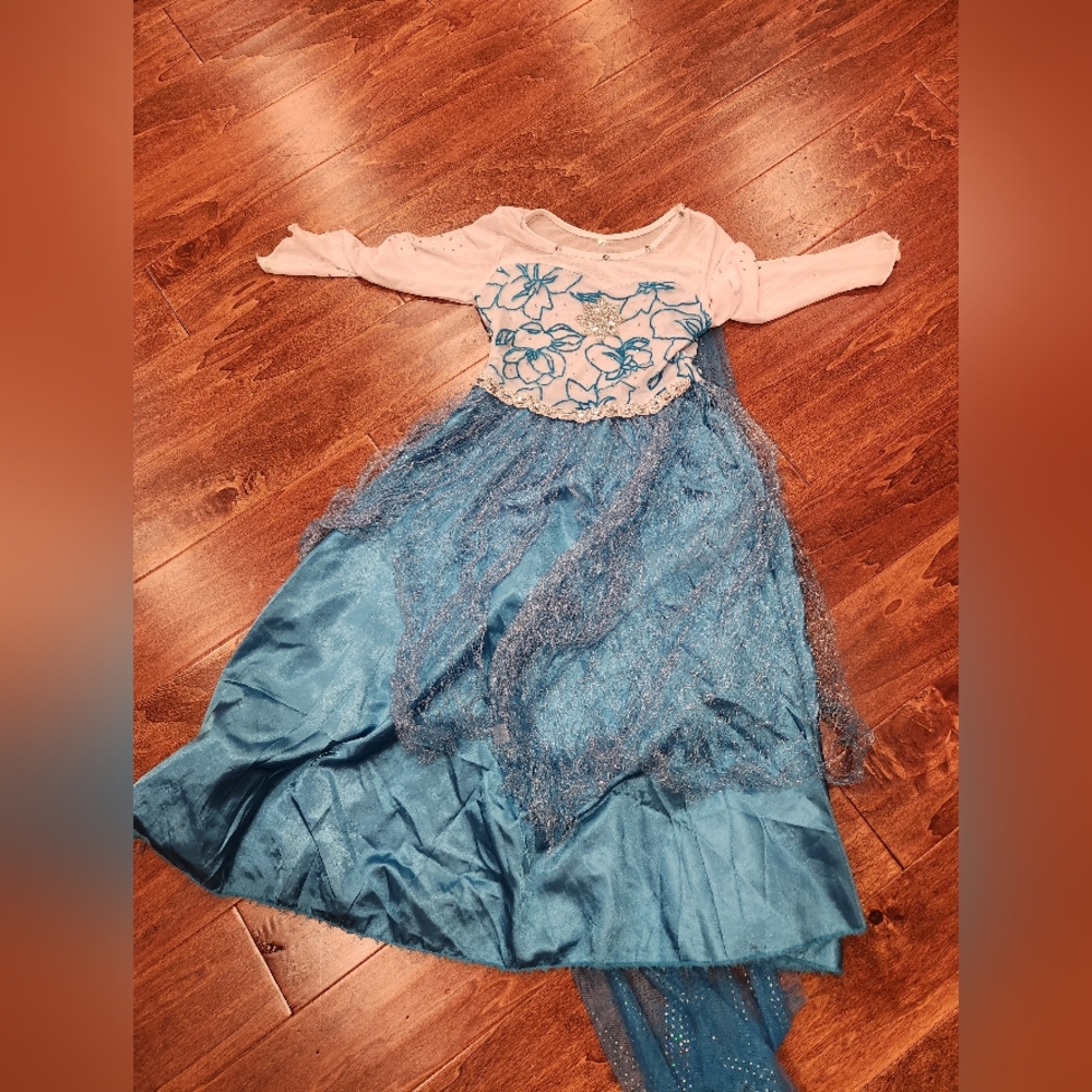 Little Girls Elsa Snow Princess Fancy Dress Queen Costume, Blue Size 6X